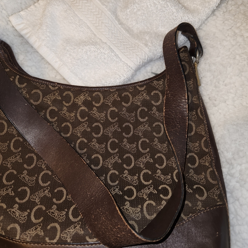 Celine Chocolate Brown Denim Canvas Hobo - Picture 13 of 13